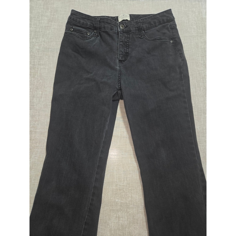St. Johns Bay Womens 10P Black Bootcut Leg Denim Jeans Faded Stretch Mid Rise